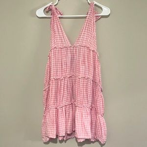 Pink and white plaid dress